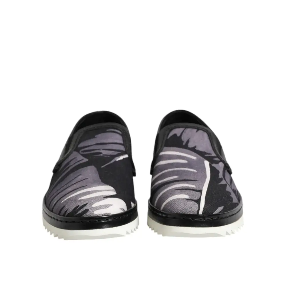 Dolce & Gabbana Schwarz Tropical Slip On Männer Turnschuhe Schuhe