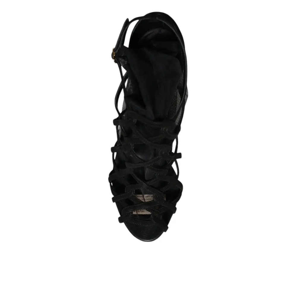 Dolce & Gabbana Schwarz Tüll Stretch Heels Sandalen Schuhe - EU41/US10.5