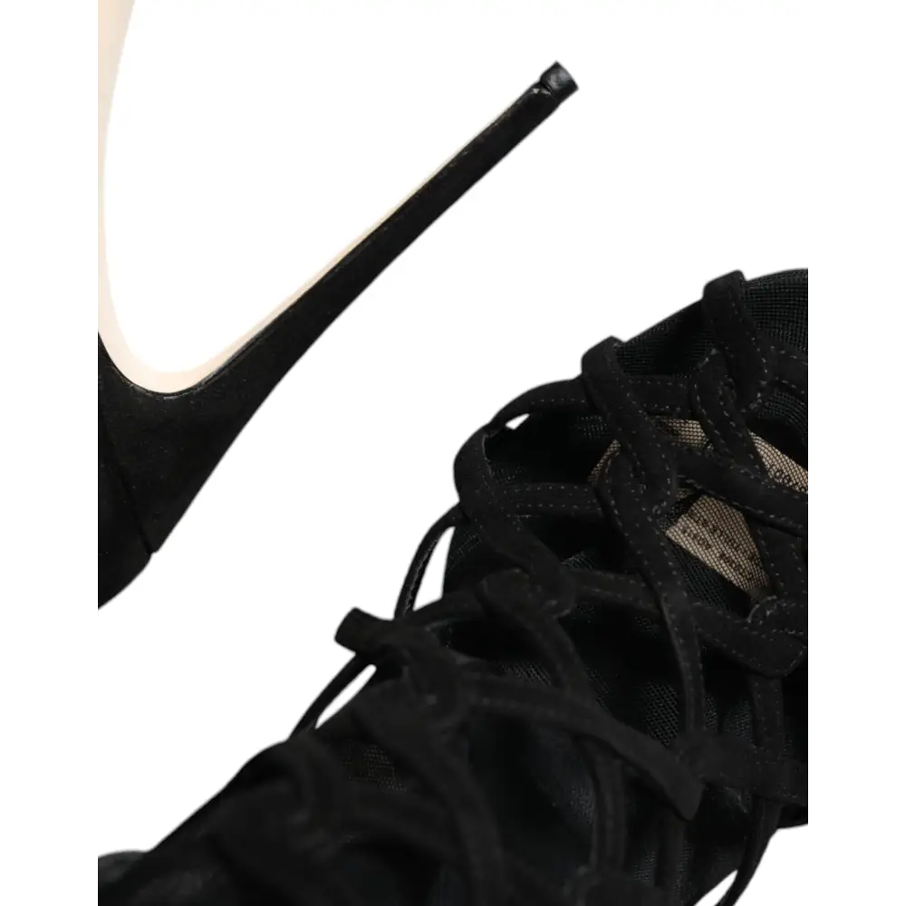 Dolce & Gabbana Schwarz Tüll Stretch Heels Sandalen Schuhe - EU41/US10.5