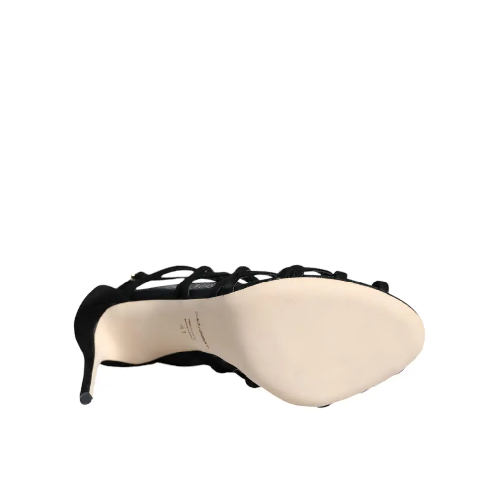 Dolce & Gabbana Schwarz Tüll Stretch Heels Sandalen Schuhe - EU41/US10.5