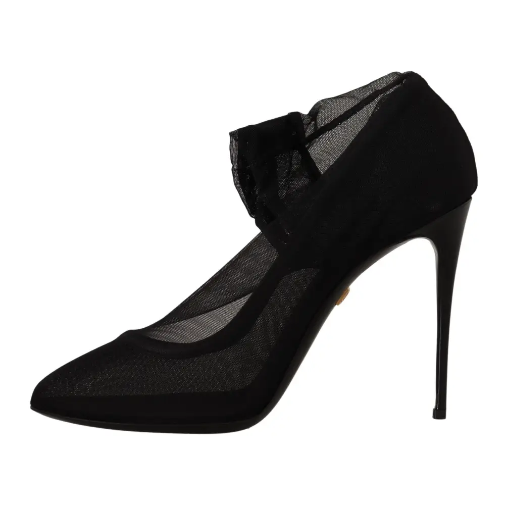 Dolce & Gabbana Schwarz Tüll Stretch Stiefel Pumps Schuhe