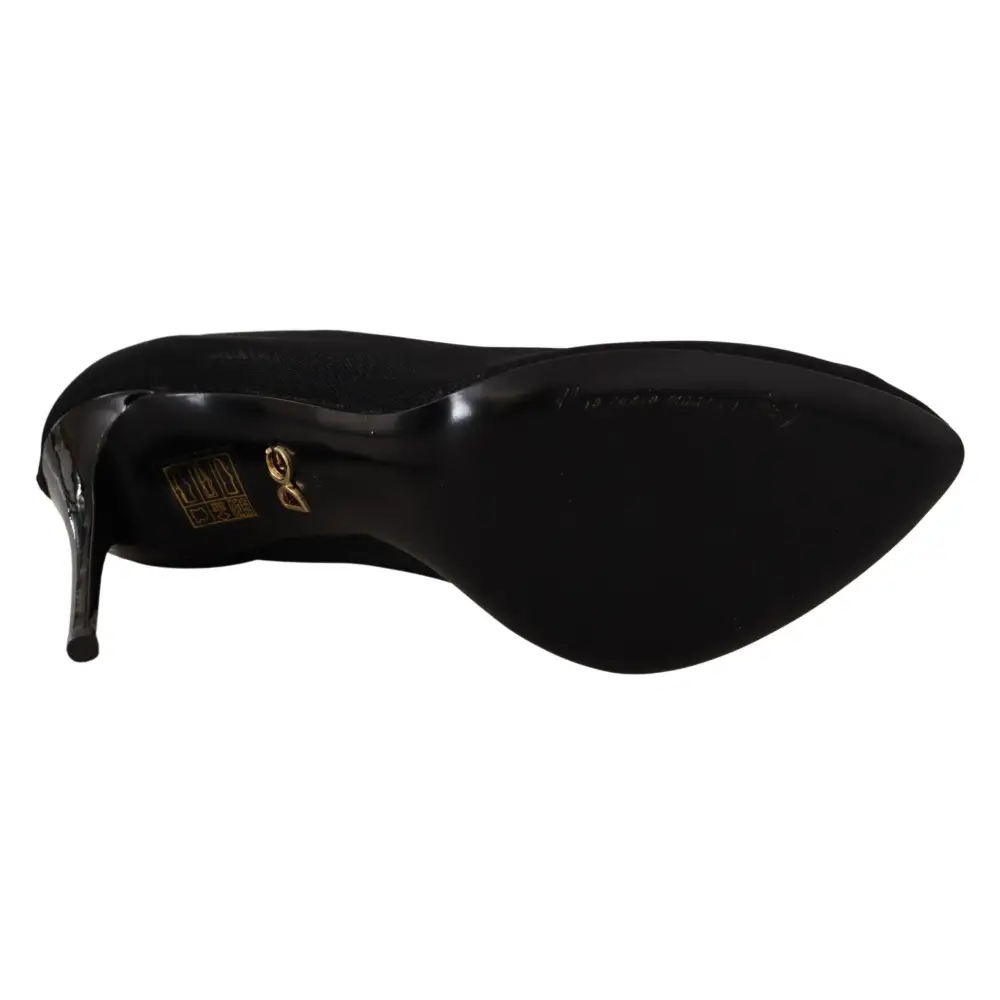 Dolce & Gabbana Schwarz Tüll Stretch Stiefel Pumps Schuhe