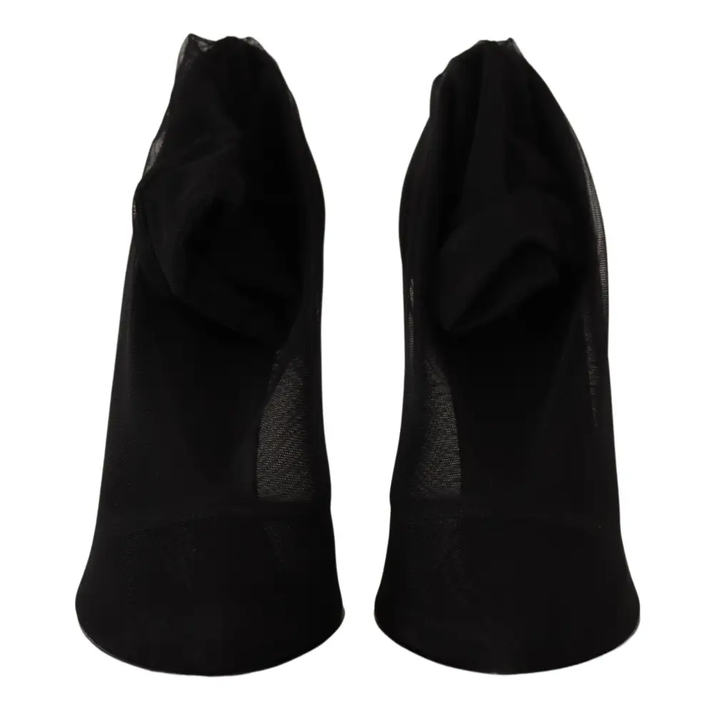 Dolce & Gabbana Schwarz Tüll Stretch Stiefel Pumps Schuhe
