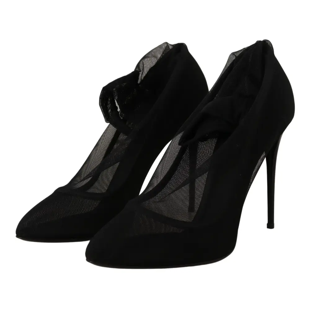 Dolce & Gabbana Schwarz Tüll Stretch Stiefel Pumps Schuhe