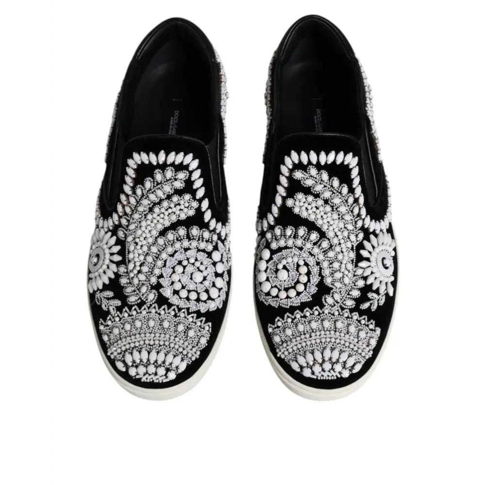 Dolce & Gabbana Schwarz verschönert London Männer Slip On Schuhe - EU41/US8