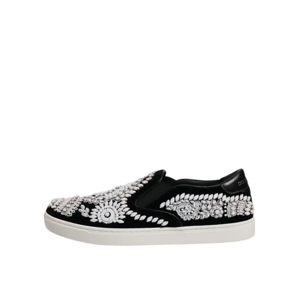 Dolce & Gabbana Schwarz verschönert London Männer Slip On Schuhe - EU41.5/US8.5