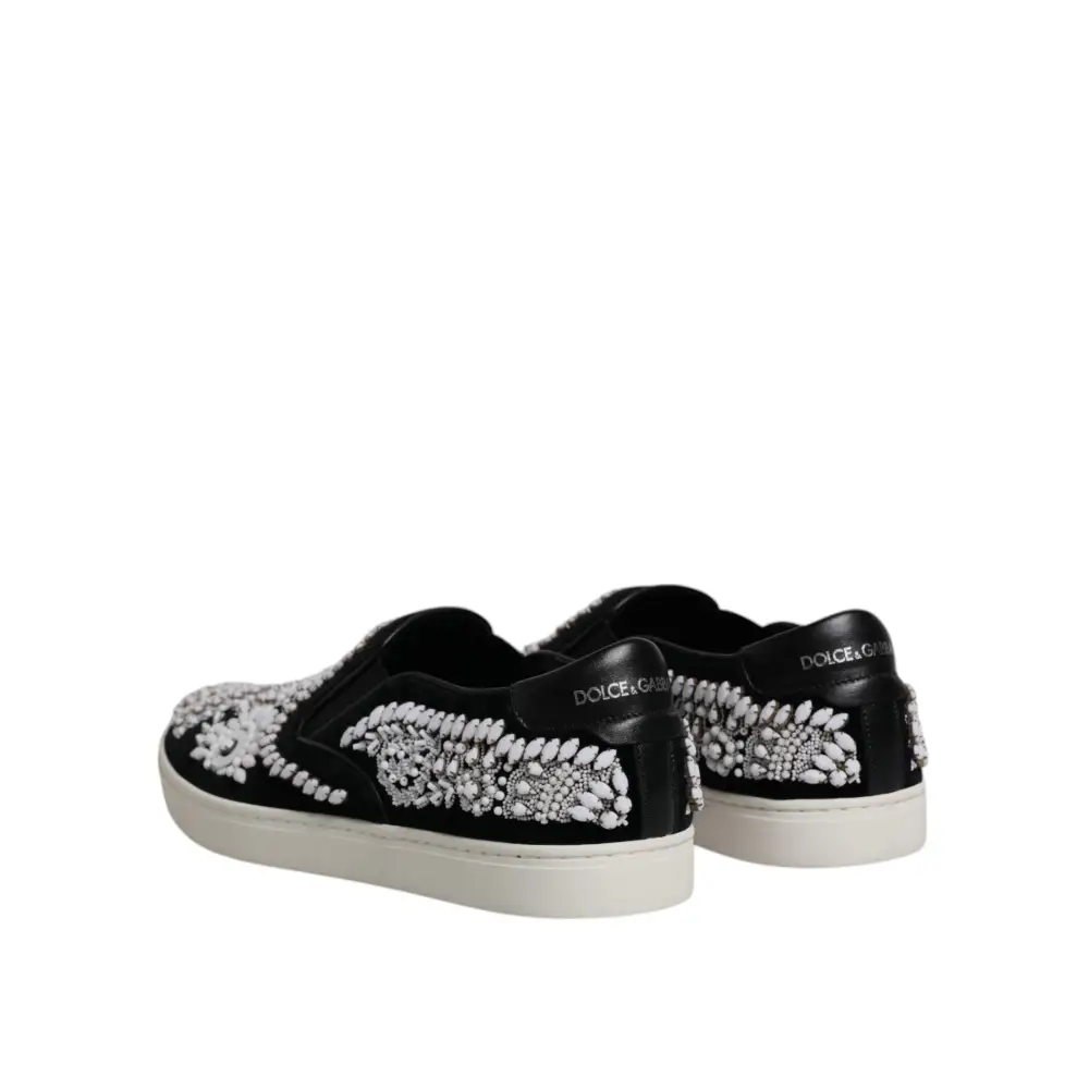 Dolce & Gabbana Schwarz verschönert London Männer Slip On Schuhe - EU41/US8