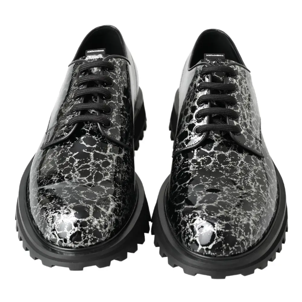 Dolce & Gabbana Schwarz Weiß Derby Lackleder Schuhe - EU39/US6