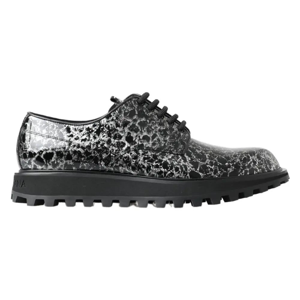 Dolce & Gabbana Schwarz Weiß Derby Lackleder Schuhe - EU39/US6