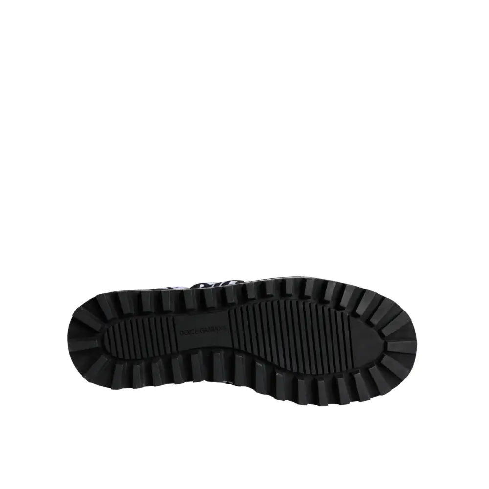 Dolce & Gabbana Schwarz Weiß Gesteppte Logo Sandalen Rutschen Schuhe - EU44/US11