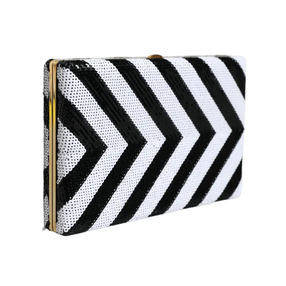 Dolce & Gabbana Schwarz Weiß Gold Rahmen Kupplung Abend Party Handtasche