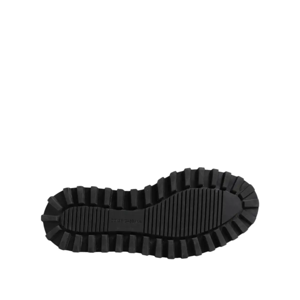 Dolce & Gabbana Schwarz Weiß Kalbsleder Chunky Derby Schuhe - EU42/US9