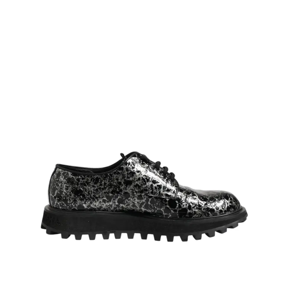 Dolce & Gabbana Schwarz Weiß Kalbsleder Chunky Derby Schuhe - EU42/US9