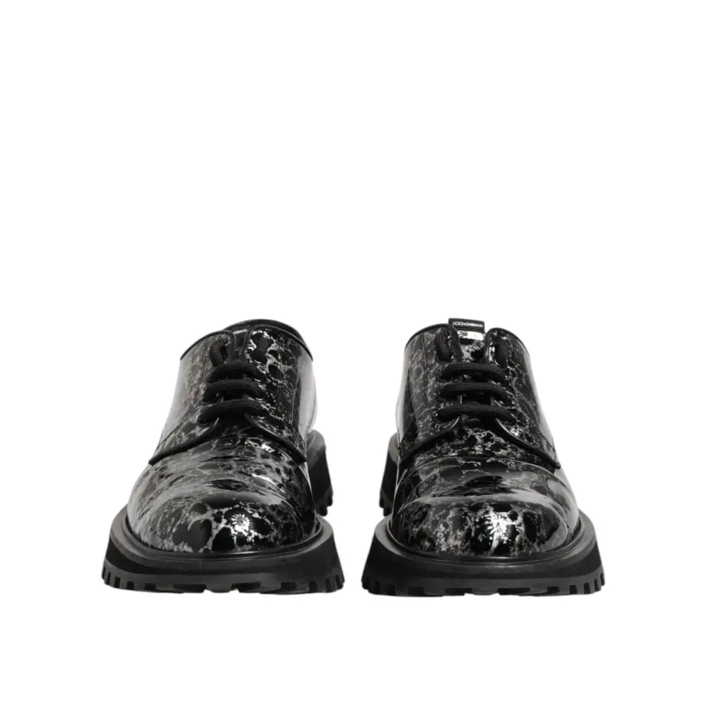 Dolce & Gabbana Schwarz Weiß Kalbsleder Chunky Derby Schuhe - EU42/US9