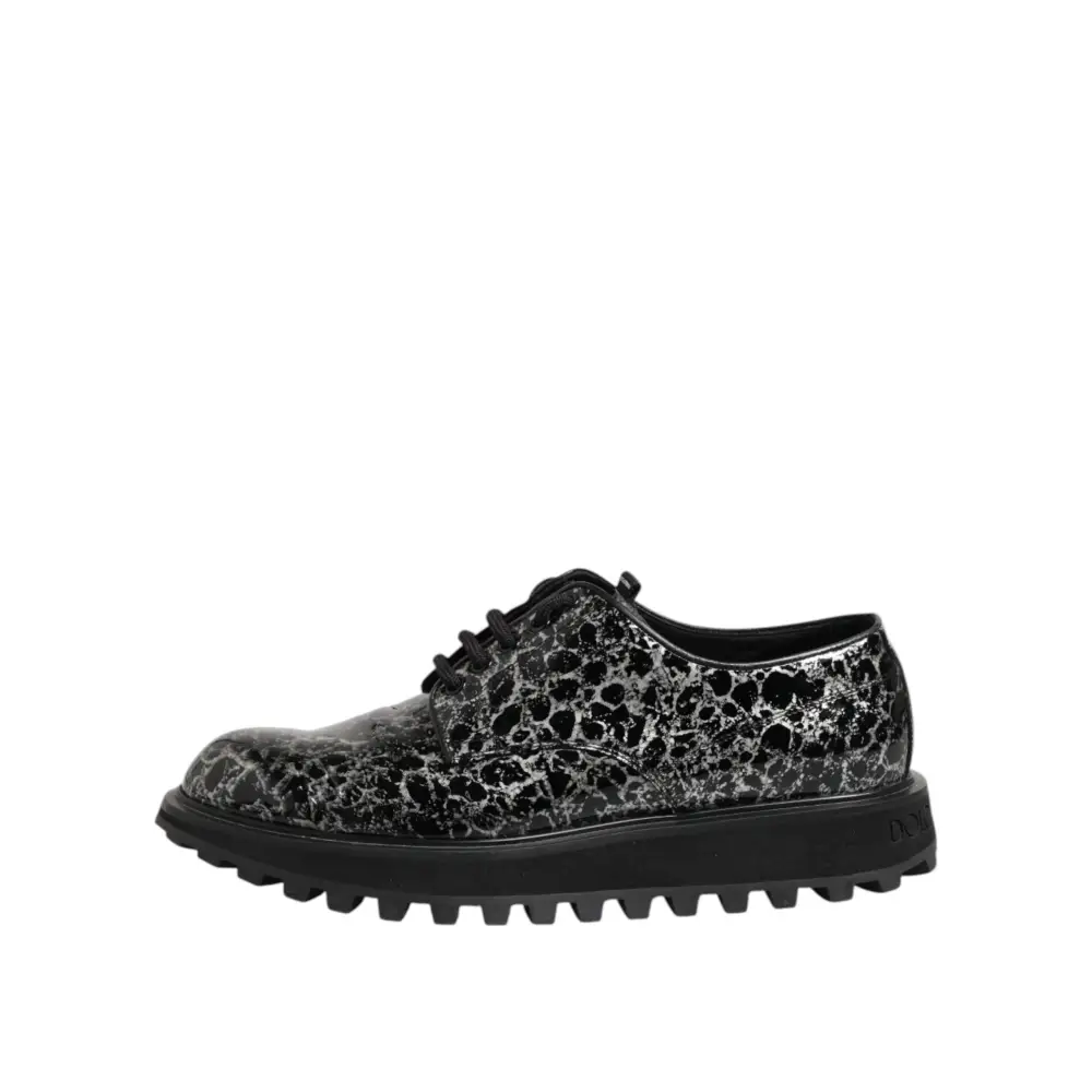 Dolce & Gabbana Schwarz Weiß Kalbsleder Chunky Derby Schuhe - EU42/US9