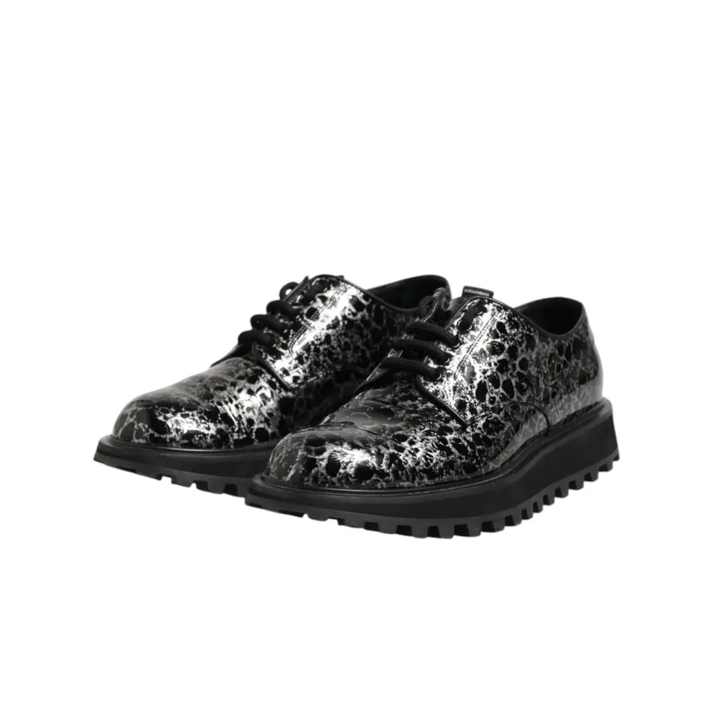 Dolce & Gabbana Schwarz Weiß Kalbsleder Chunky Derby Schuhe - EU42/US9