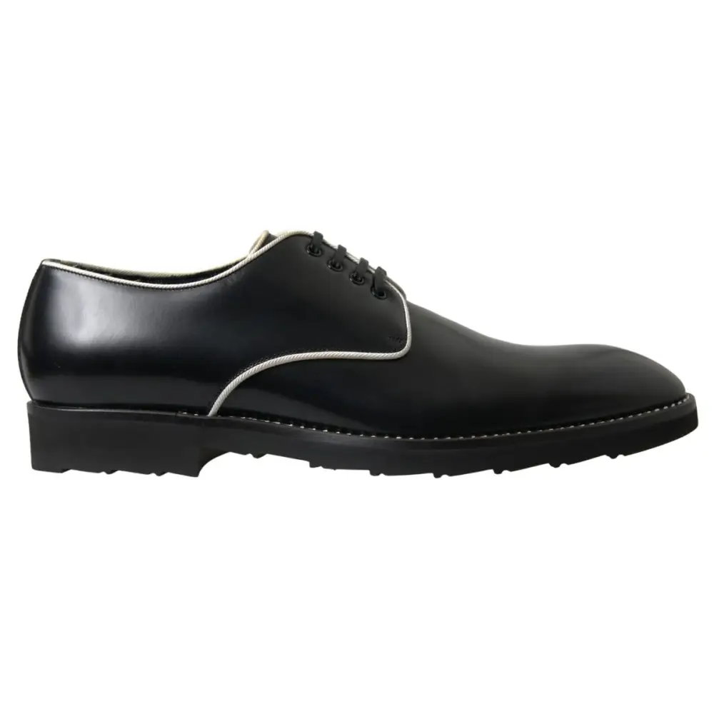 Dolce & Gabbana Schwarz Weiß Leder Formale Schuhe - EU44.5/US11.5