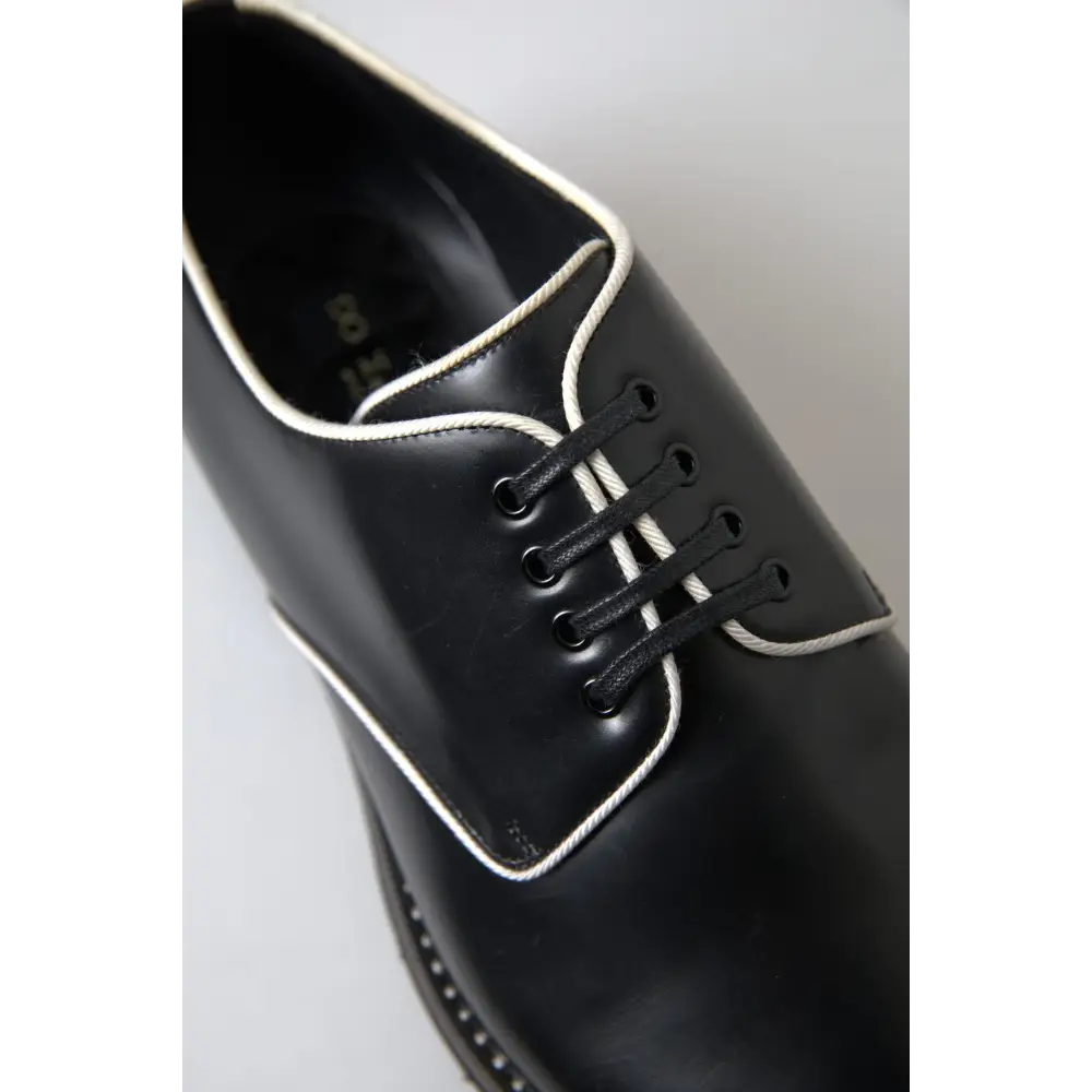 Dolce & Gabbana Schwarz Weiß Leder Formale Schuhe - EU44.5/US11.5
