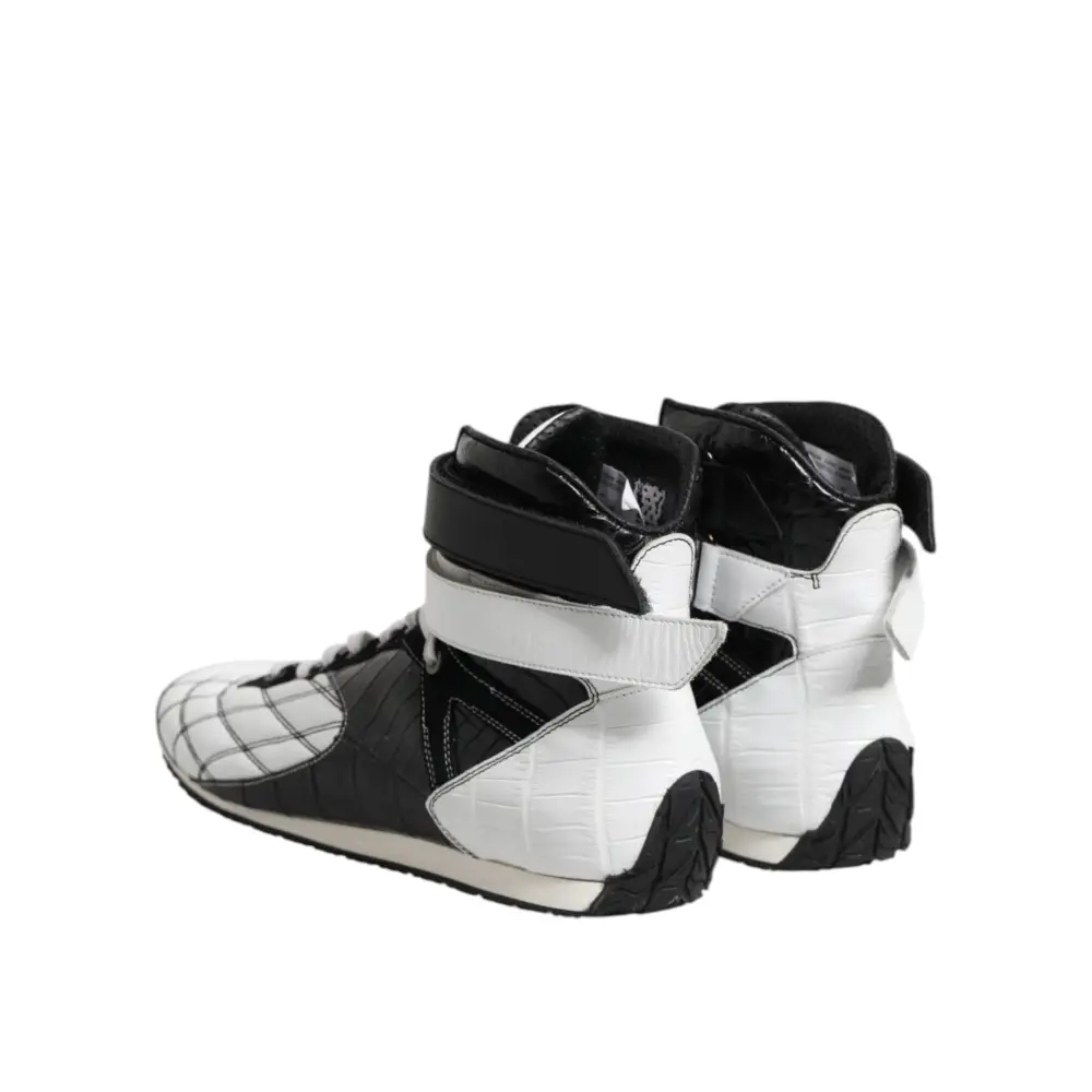 Dolce & Gabbana Schwarz Weiß Leder High Top Sneakers Schuhe - EU44/US11