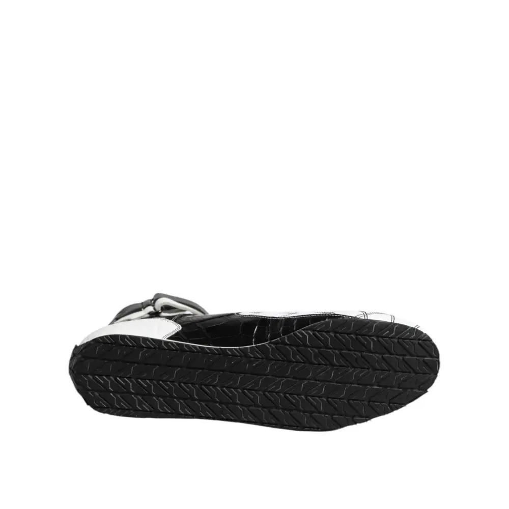 Dolce & Gabbana Schwarz Weiß Leder High Top Sneakers Schuhe - EU44/US11