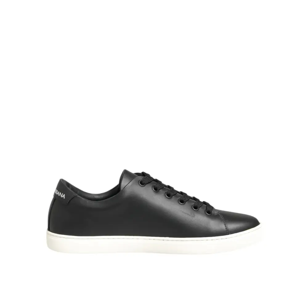 Dolce & Gabbana Schwarz Weiß Leder Kristall Herz Turnschuhe Schuhe - EU39/US8.5