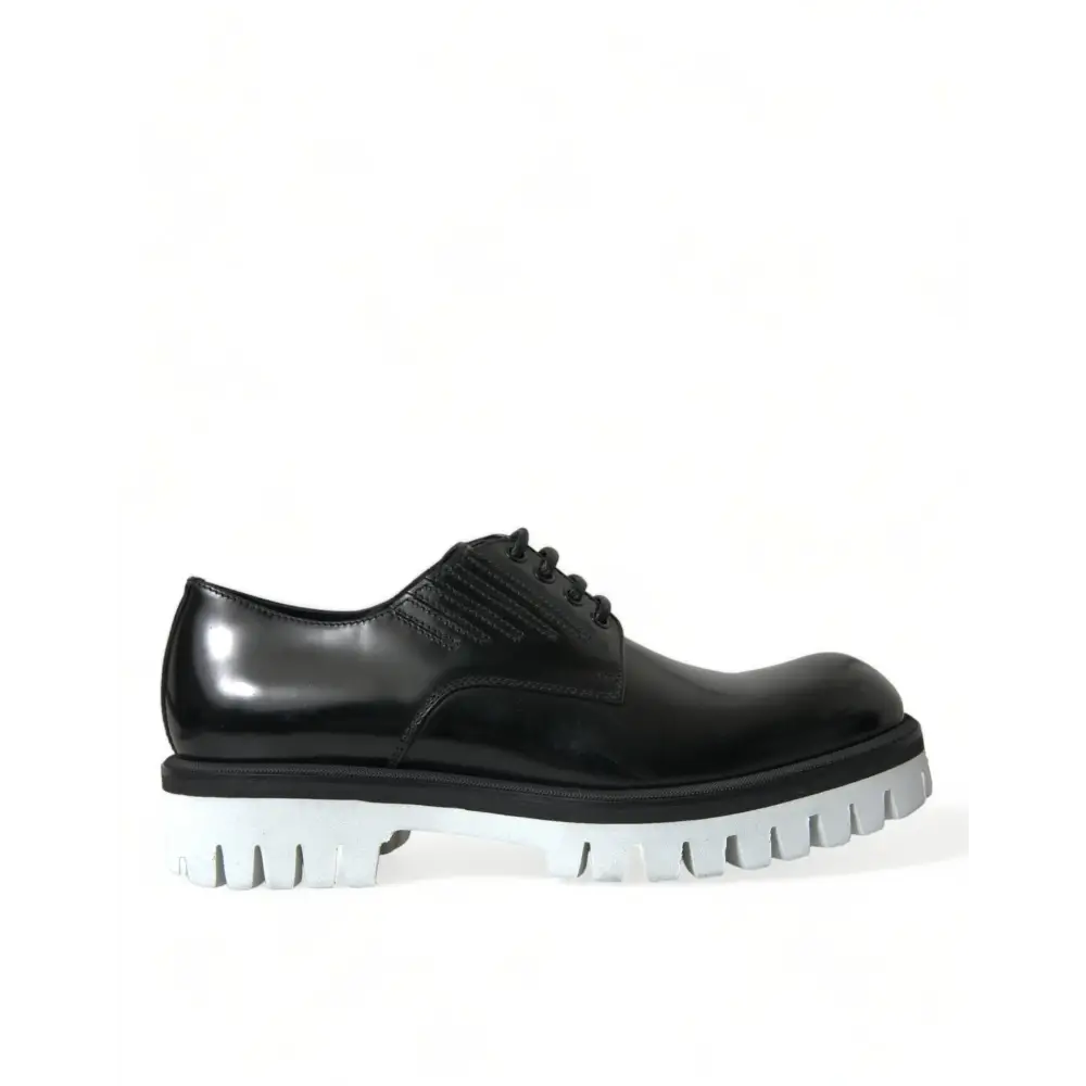 Dolce & Gabbana Schwarz Weiß Leder Schnürschuhe Derby Dress Schuhe - EU41/US8