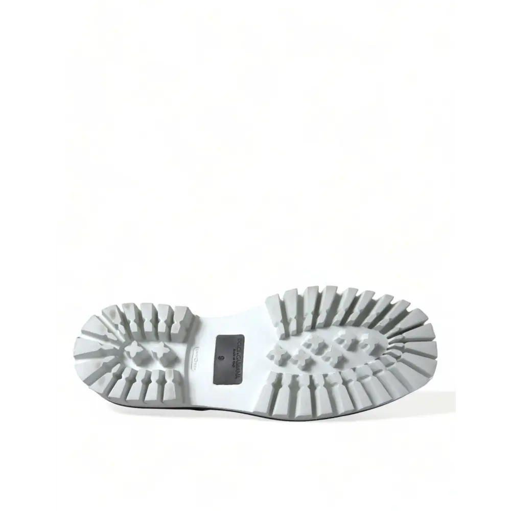 Dolce & Gabbana Schwarz Weiß Leder Schnürschuhe Derby Dress Schuhe - EU41/US8