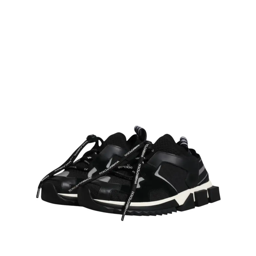 Dolce & Gabbana Schwarz Weiß Logo Sorrento Herren Turnschuhe Schuhe - EU39/US6