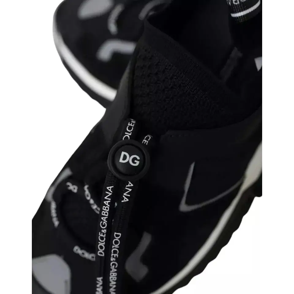 Dolce & Gabbana Schwarz Weiß Logo Sorrento Herren Turnschuhe Schuhe