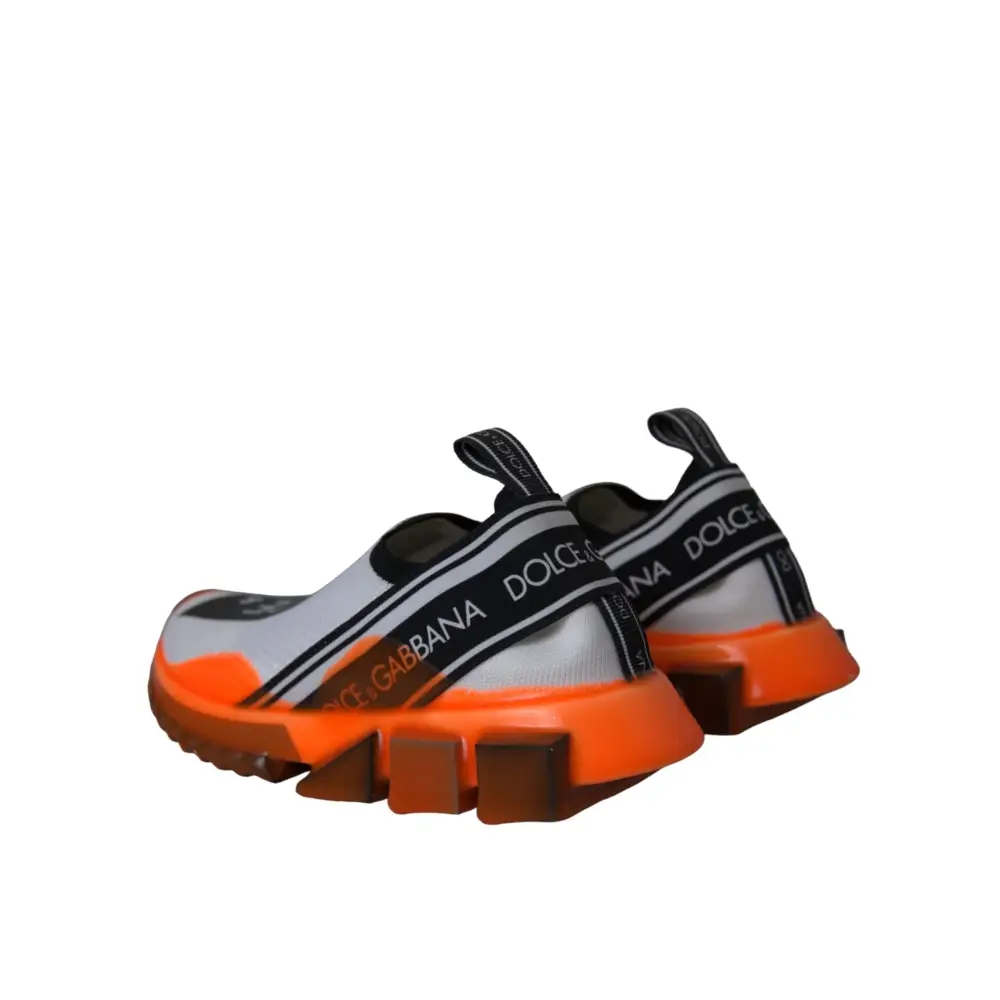 Dolce & Gabbana Schwarz Weiß Orange Slip On Sorrento Turnschuhe Schuhe