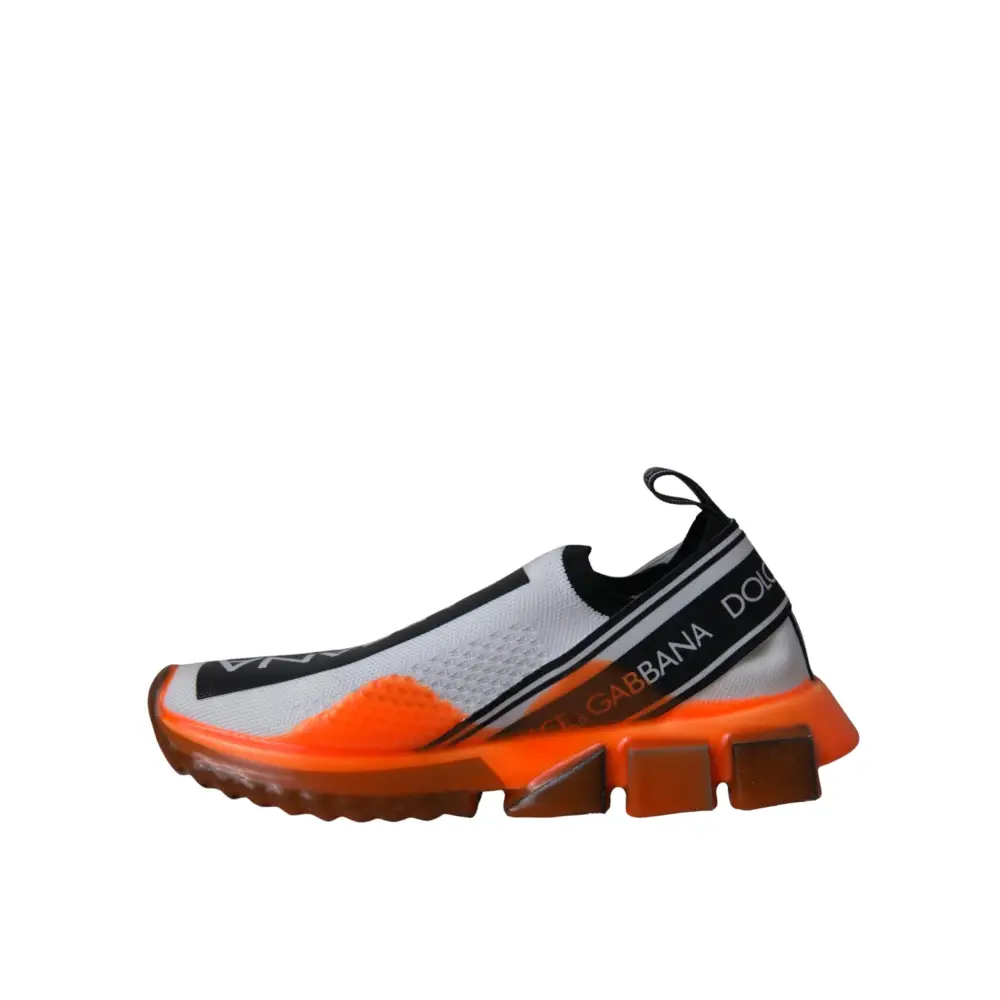 Dolce & Gabbana Schwarz Weiß Orange Slip On Sorrento Turnschuhe Schuhe
