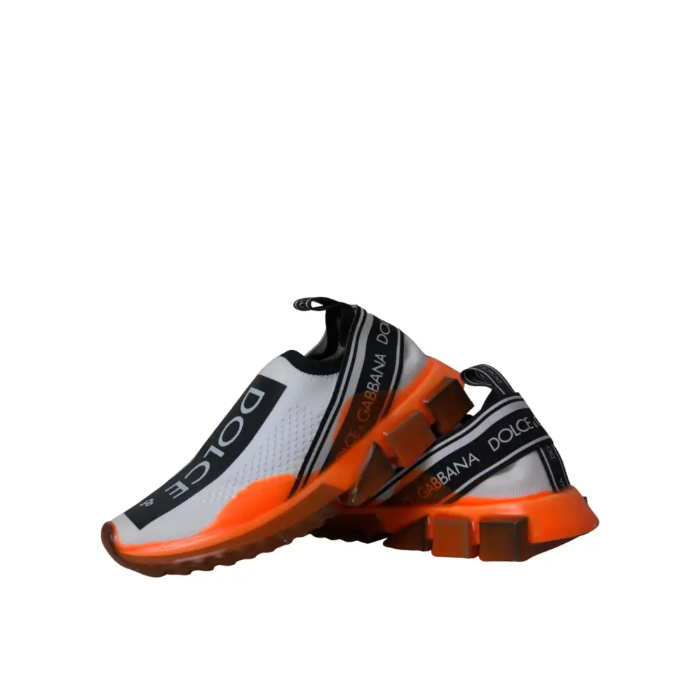 Dolce & Gabbana Schwarz Weiß Orange Slip On Sorrento Turnschuhe Schuhe