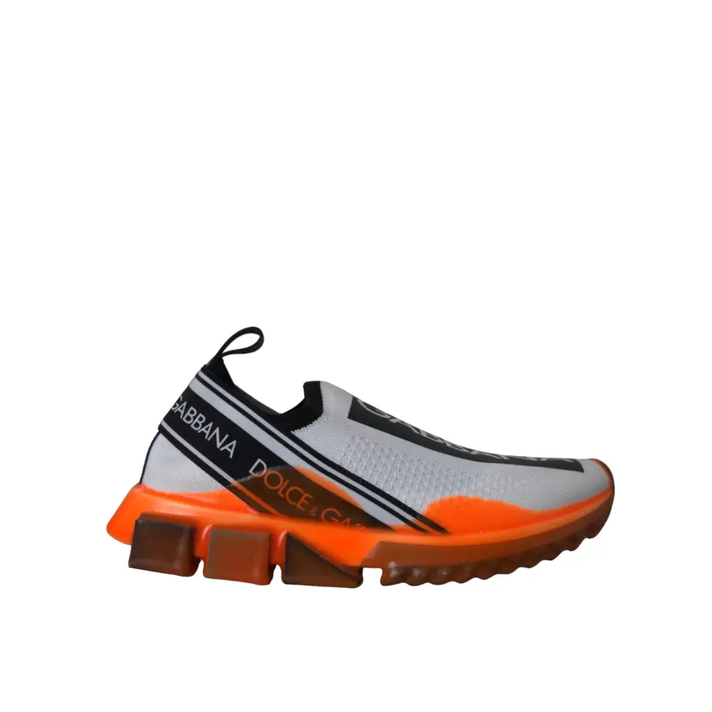 Dolce & Gabbana Schwarz Weiß Orange Slip On Sorrento Turnschuhe Schuhe