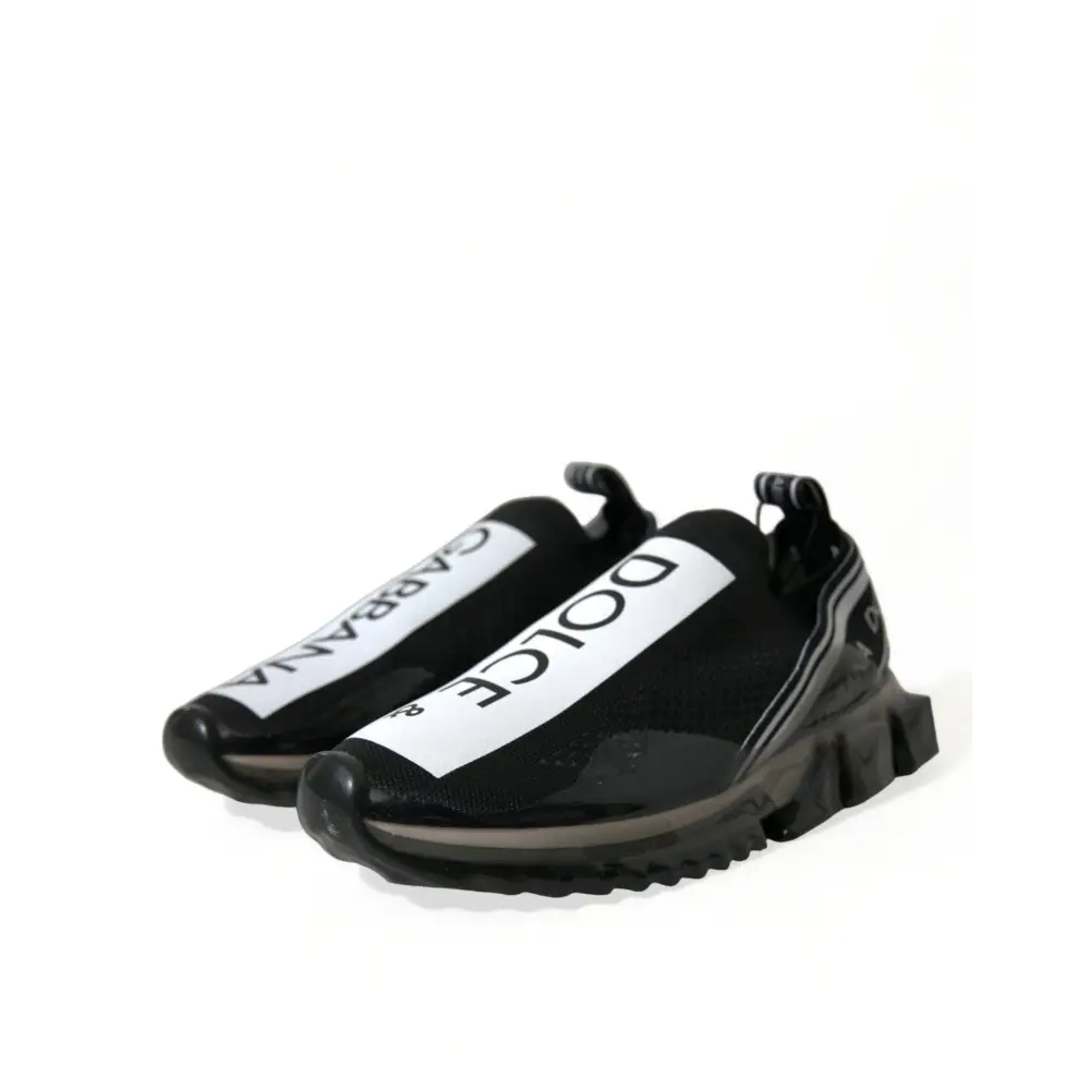 Dolce & Gabbana Schwarz Weiß Slip On Sneakers Sorrento Schuhe - EU39/US6