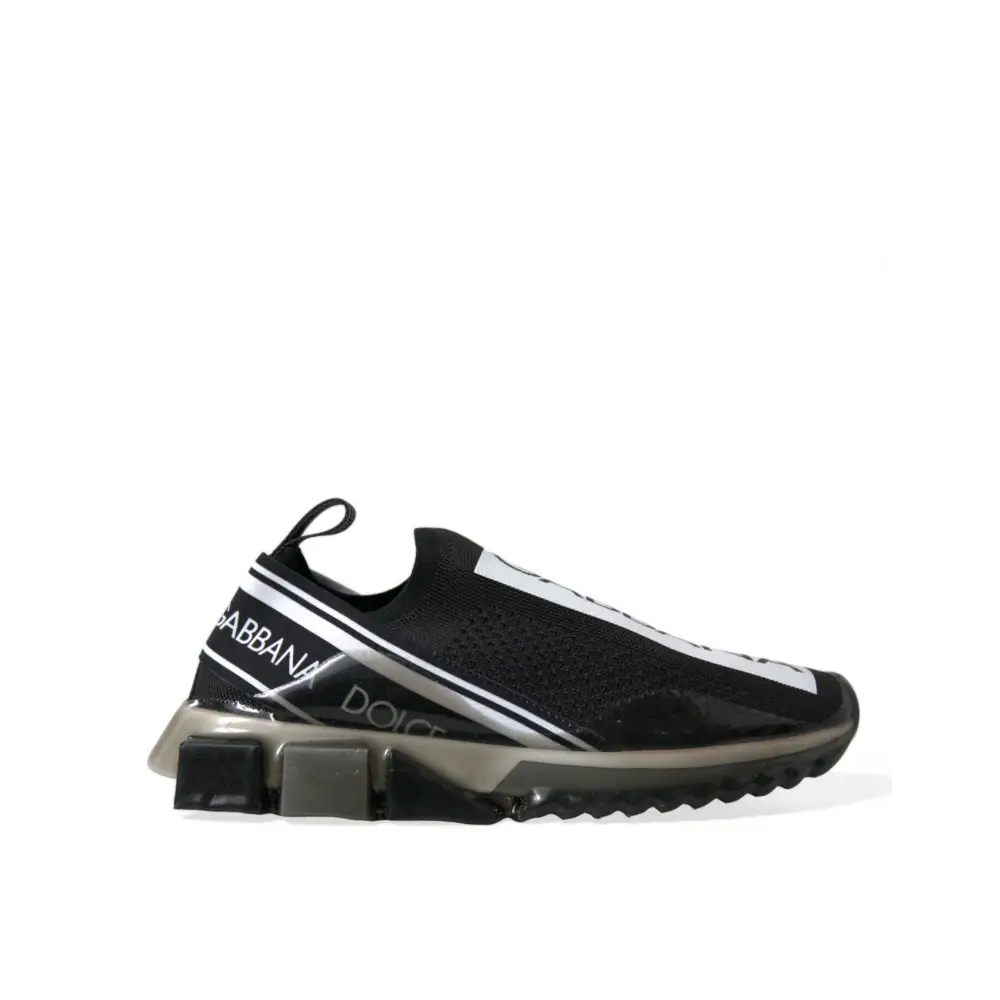 Dolce & Gabbana Schwarz Weiß Slip On Sneakers Sorrento Schuhe - EU39/US6