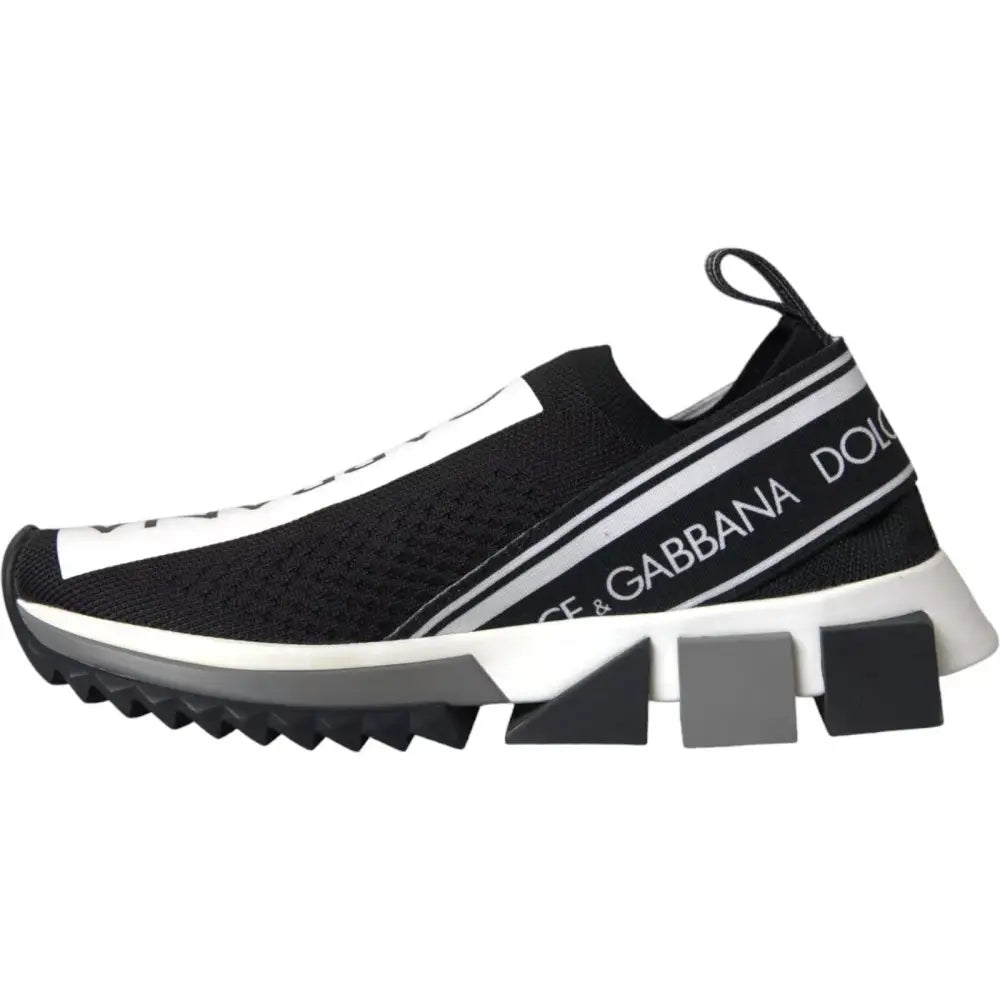 Dolce & Gabbana Schwarz Weiß Slip On Sorrento Sneakers Schuhe - EU 39.5 | US 6.5