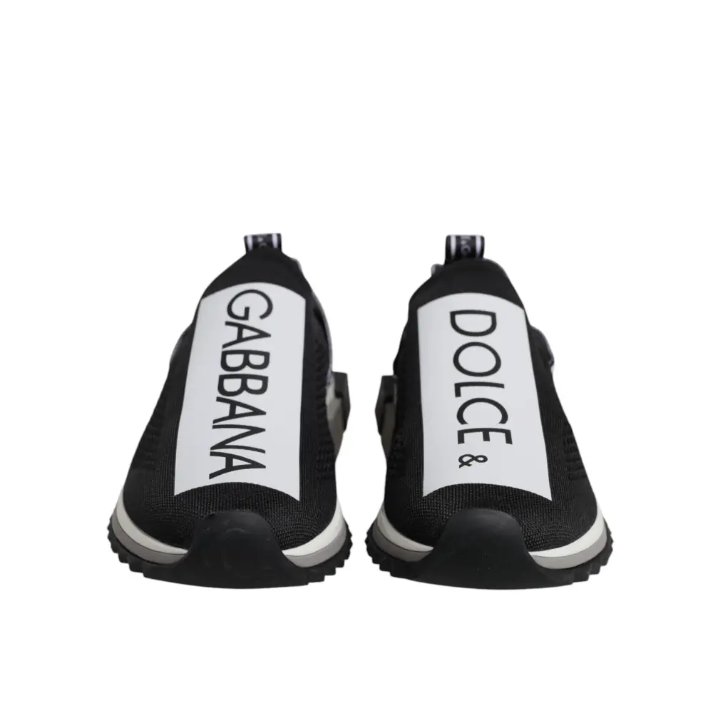 Dolce & Gabbana Schwarz Weiß Slip On Sorrento Sneakers Schuhe - EU40/US7