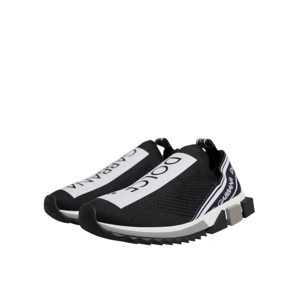 Dolce & Gabbana Schwarz Weiß Slip On Sorrento Sneakers Schuhe - EU40/US7