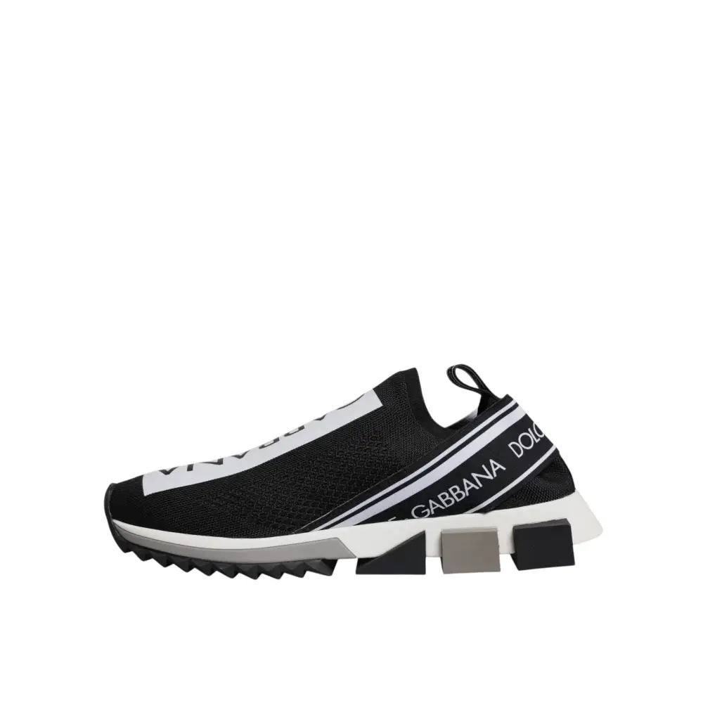 Dolce & Gabbana Schwarz Weiß Slip On Sorrento Sneakers Schuhe - EU40/US7