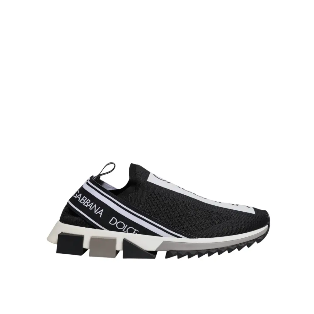 Dolce & Gabbana Schwarz Weiß Slip On Sorrento Sneakers Schuhe - EU40/US7