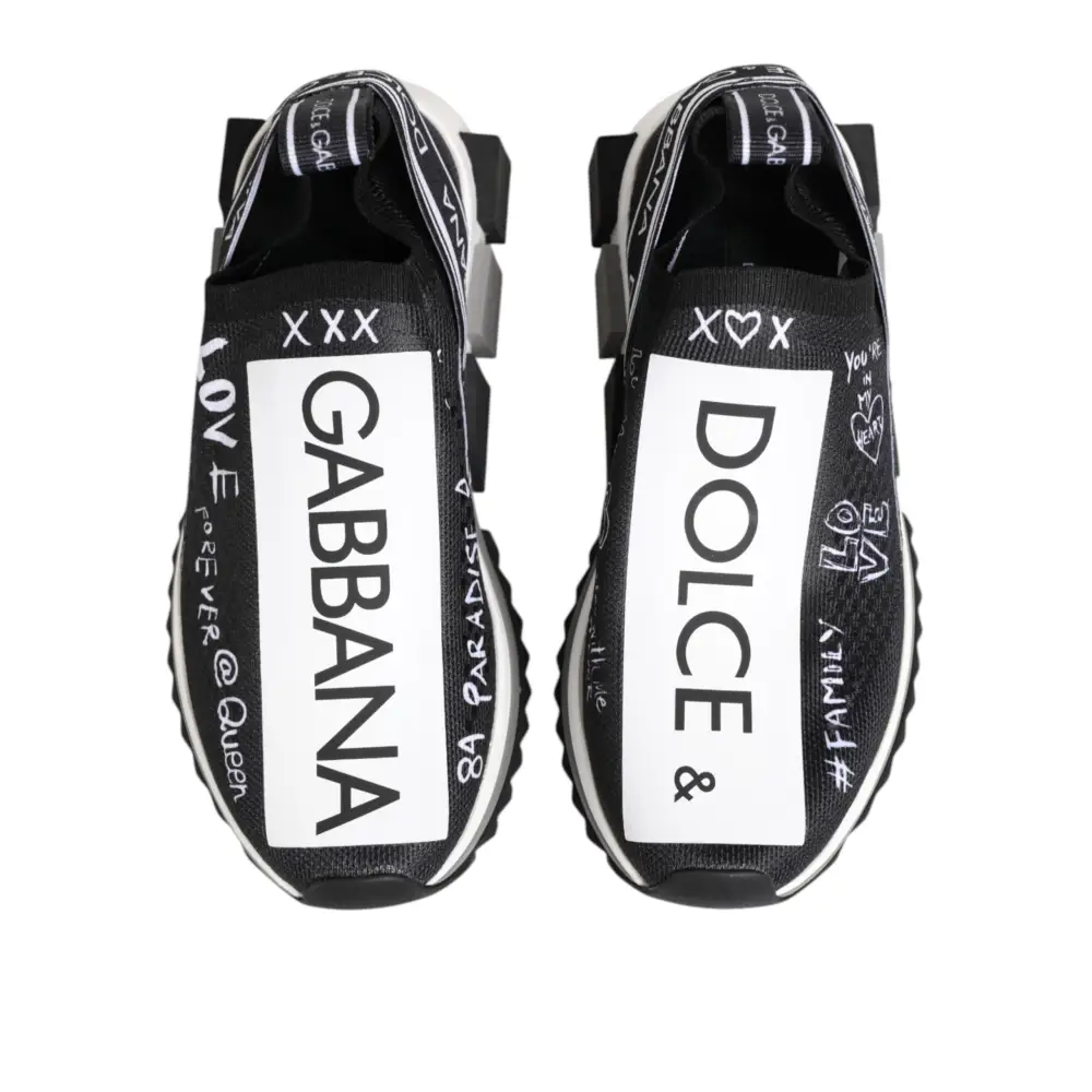 Dolce & Gabbana Schwarz Weiß Sorrento Low Top Sneakers Schuhe