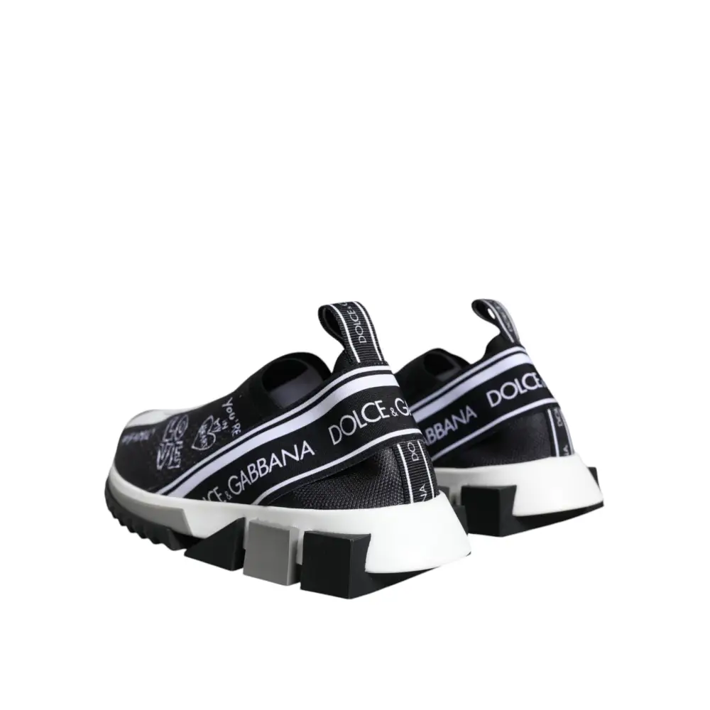 Dolce & Gabbana Schwarz Weiß Sorrento Low Top Sneakers Schuhe