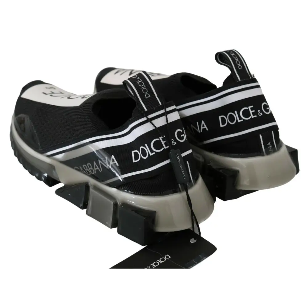 Dolce & Gabbana Schwarz Weiß SORRENTO Sport Stretch Sneakers - EU39/US6