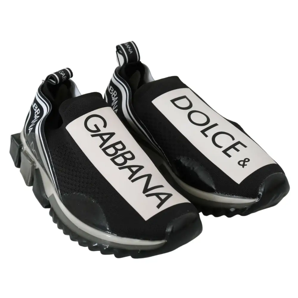 Dolce & Gabbana Schwarz Weiß SORRENTO Sport Stretch Sneakers - EU39/US6