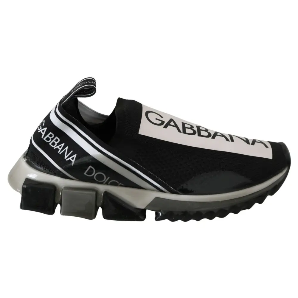 Dolce & Gabbana Schwarz Weiß SORRENTO Sport Stretch Sneakers - EU39/US6