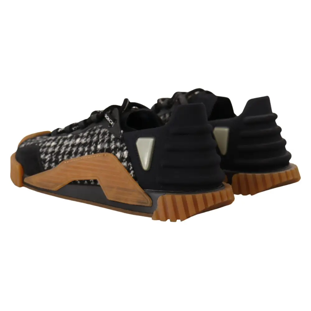 Dolce & Gabbana Schwarz Weiß Stoff Lace Up NS1 Turnschuhe - EU39/US6
