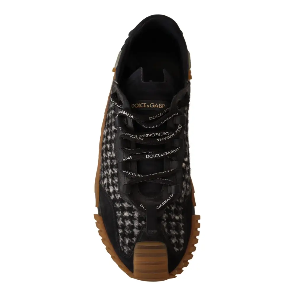 Dolce & Gabbana Schwarz Weiß Stoff Lace Up NS1 Turnschuhe - EU39/US6