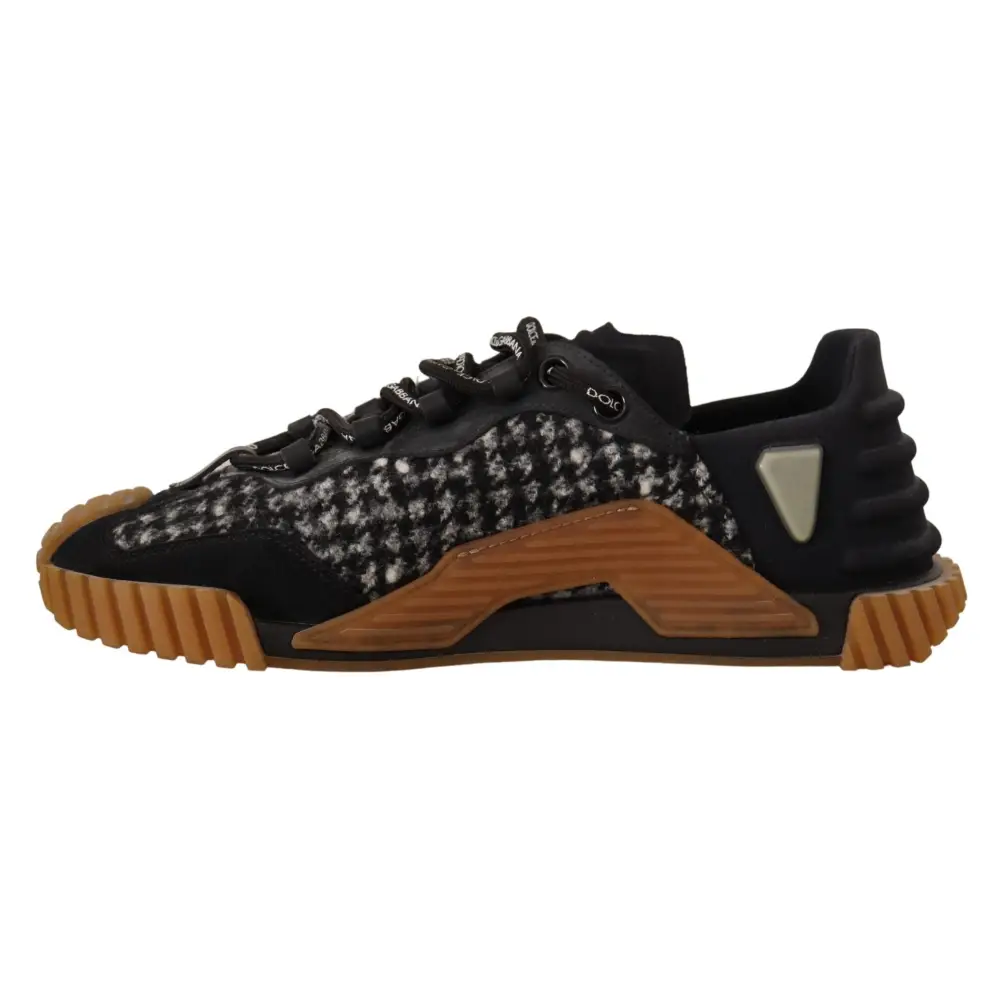 Dolce & Gabbana Schwarz Weiß Stoff Lace Up NS1 Turnschuhe - EU39/US6