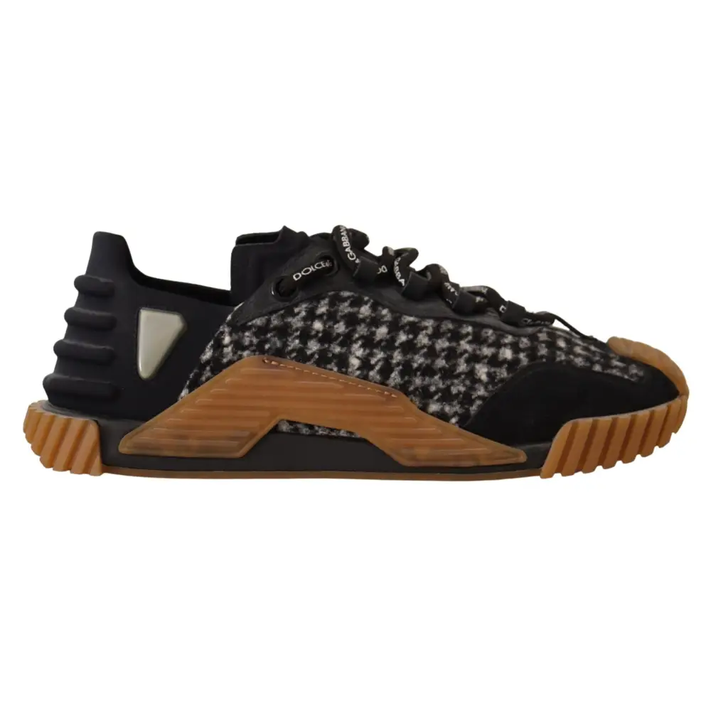 Dolce & Gabbana Schwarz Weiß Stoff Lace Up NS1 Turnschuhe - EU39/US6