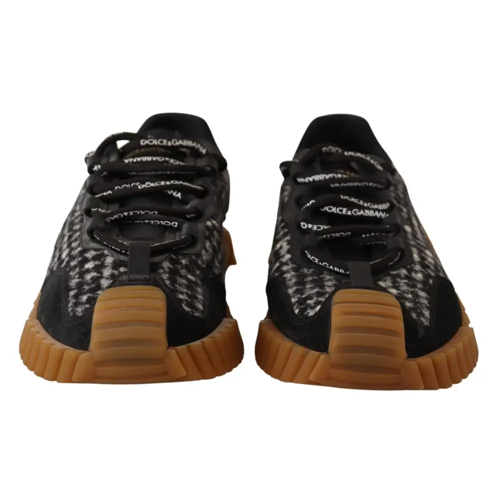 Dolce & Gabbana Schwarz Weiß Stoff Lace Up NS1 Turnschuhe - EU39/US6